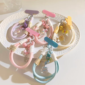Ánh Sáng Sang Trọng Ins Hồng Hello Kitty Mèo Mặt Dây Chuyền Điện Thoại Di Động Dây Đeo Tay Dây Treo Dây Xích Camera Chìa Khóa Mặt Dây Chuyền Vỏ Điện Thoại Di Động Đa Năng
