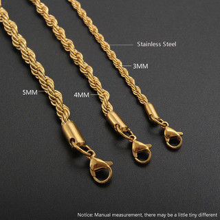 Thời Trang Nam Mạ Điện Phong Cách Châu Âu Và Mỹ 3 / 4 / 5 Mm Thép Không Gỉ Xoắn Dây Chuyền Vòng Cổ