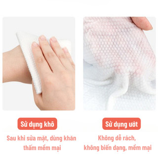 Khăn lau mặt khô đa năng 100% cotton dùng 1 lần, giấy lau mặt dạng rút Cotton Tissue 500g túi 170 tờKKhobuon51