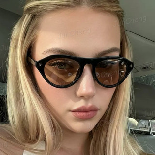 Kính râm gọng nhỏ hình bầu dục cổ điển dành cho nam giới Kính mắt mèo màu nâu
