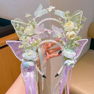 Kẹp Tóc Cổ Tích Phong Cách Trẻ Em Cổ Tích, Thiết Kế Nơ Ruy Băng Tua Rua Hoa, Quà Sinh Nhật Cho Bé Gái