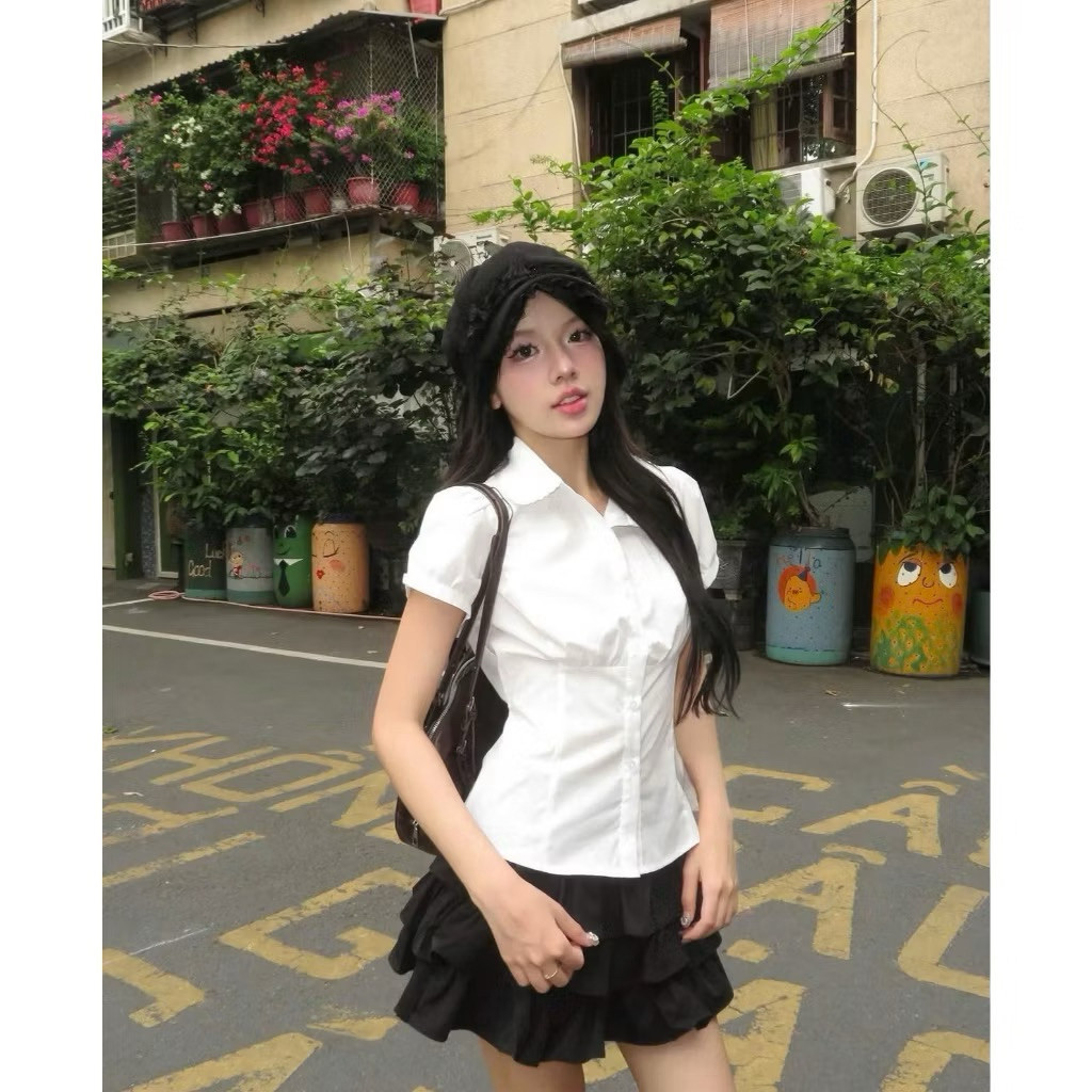 Áo sơ mi bèo cổ sen quốc dân phong cách hàn quốc nữ siêu xinh SS03633
