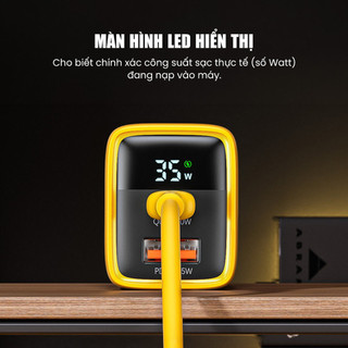 Củ Sạc Nhanh 35W GaN Wekome Tint 2 Cổng USB-C USB-A Chân Dẹp Gập Gọn Cho iPhone iPad Macbook Air