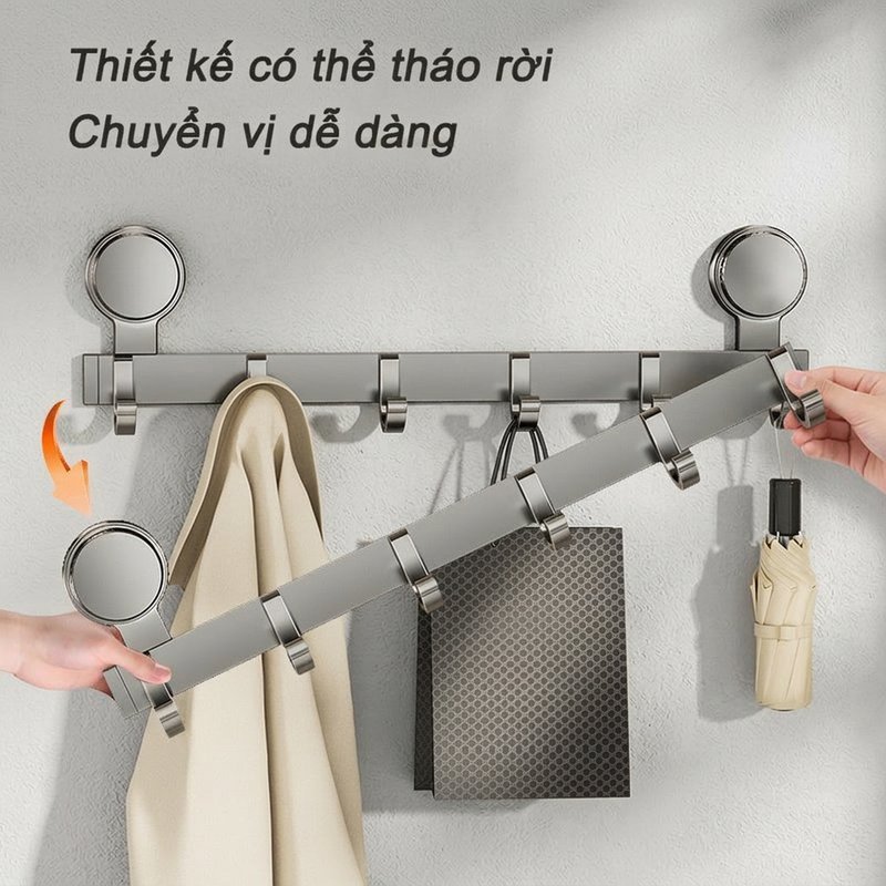 móc treo quần áo hút chân không không khoan không dính thép không gỉ phù hợp mọi bề mặt