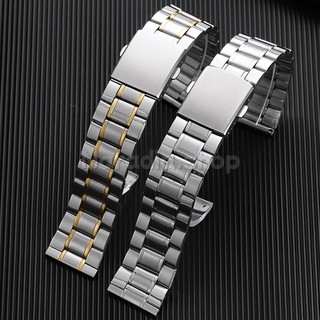 Dây đeo đồng hồ 3 hạt bằng thép không gỉ 12-24mm cho doanh nghiệp Dây đeo đồng hồ bền bỉ Báo chí đôi Khóa gấp phẳng Đồng hồ cổ tay để thay thế