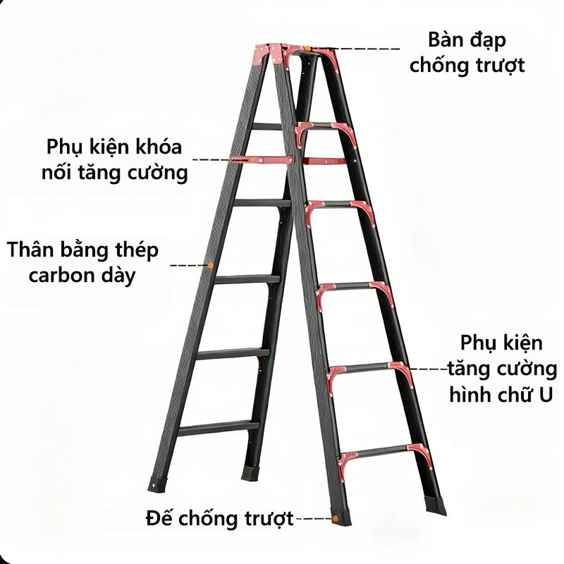 Thang Nhôm Gấp Gọn Chữ A nhập khẩu Thang chữ A đa năng Có các kích thước 1.2 m/1.5 m/1.8 m/2.1m