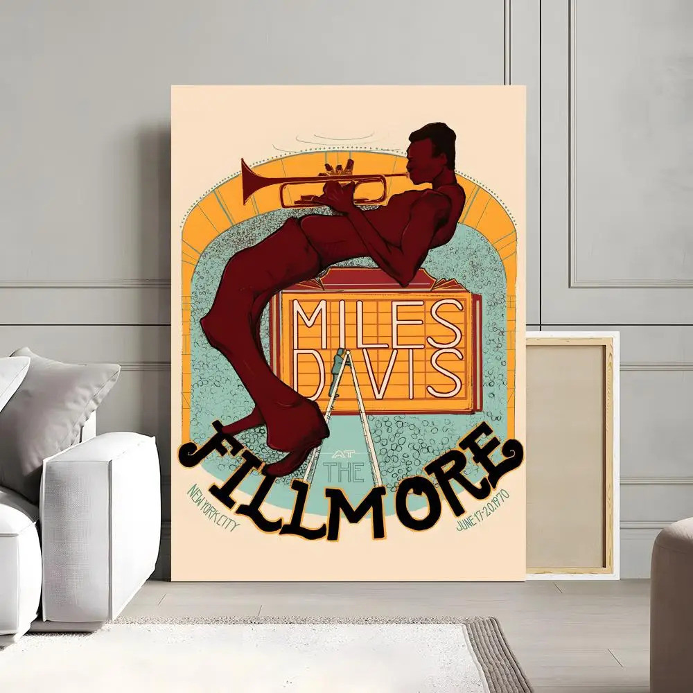 Nhạc Sĩ Jazz M-Miles Davis Tranh Thư Pháp Canvas Poster: Không Nhăn Chống Thấm Nước Bền Đẹp Tất Cả Không Gian Trang Trí Tường Master Trang Trí Phòng Ngủ Trang Trí Nội Thất Phòng Trưng Bày Cổ Điển BRYX