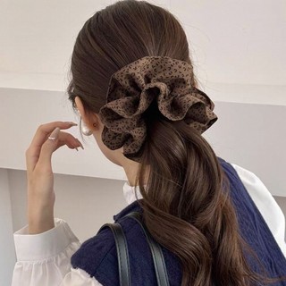 Dây buộc tóc retro da báo scrunchy cao su đầu hoa, phong cách mới cho thu đông