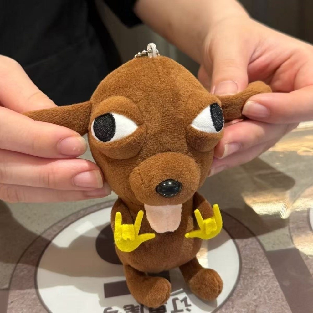 HOBBYIN Chihuahua Sang Trọng Mặt Dây Chuyền, Móc Khóa Thú Nhồi Bông Mềm 10cm, Hoạt Hình Có Dây Xích Hạt Hip Hop Treo Túi Trang Trí Quyến Rũ