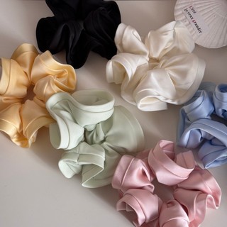 Hululu - Dây buộc tóc nữ màu trơn satin nấm cạnh scrunchy phong cách Hàn Quốc