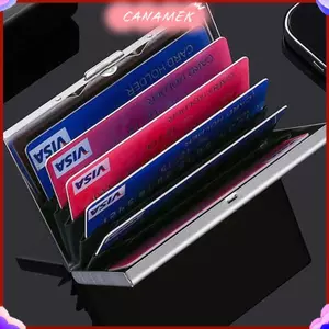 CANAMEK Thời Trang Nhôm Chống Từ Thẻ Nam Nữ Kim Loại Da Bò Tín Dụng CSF