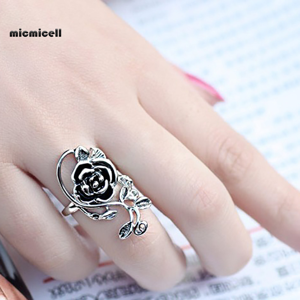 Nhẫn Gothic hoa hồng từ hợp kim men, phù hợp làm trang sức cosplay và món quà