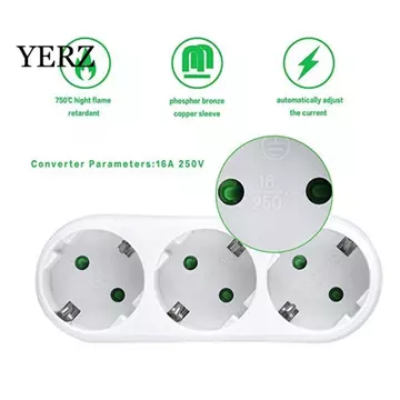 Bộ Chuyển Đổi YERZ, 16 A 250 V AC 1 Đến 3 Ổ Cắm Ổ Cắm Chuyển Đổi Ổ Cắm, Ổ Cắm Đa Năng Ổ Cắm Cửa An Toàn 1 Đến 2 Chiều Chuyển Đổi Ổ Cắm Điện