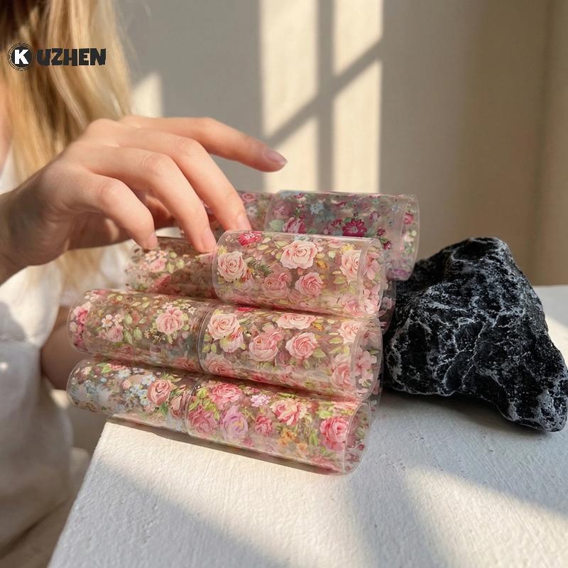 KUZHEN Hoa Nail Transfer Foil Stiers 100cm Hoa Hồng Giấy Cho Salon Và Gia Đình DIY Làm Móng Tay Sáng Tạo Thiết Kế Móng Tay HOT