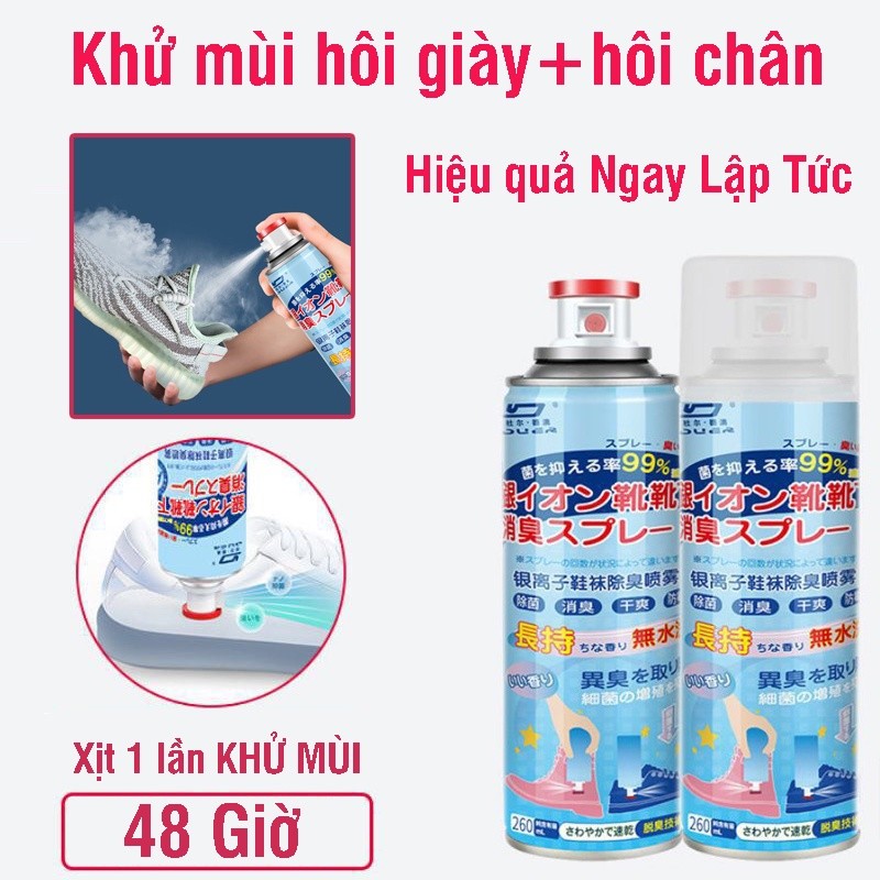 Bình Xịt Khử Mùi Hôi Chân Hôi Giày Nhật Bản Hạn Chế MỒ HÔi CHÂN Kháng Khuẩn Mát Lạnh Hương Thêm Giữ Cực Lâu Dài