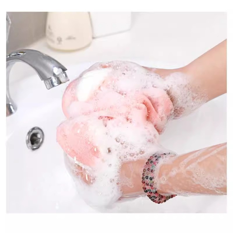 ✪Mới Kích Thước Lớn Bí Ngô Bóng Tắm Co Giãn Bóng Tắm Lưng Chà Dụng Cụ Tiện Dụng Dài Dải Tắm Siêu Mềm Hoa MCVH