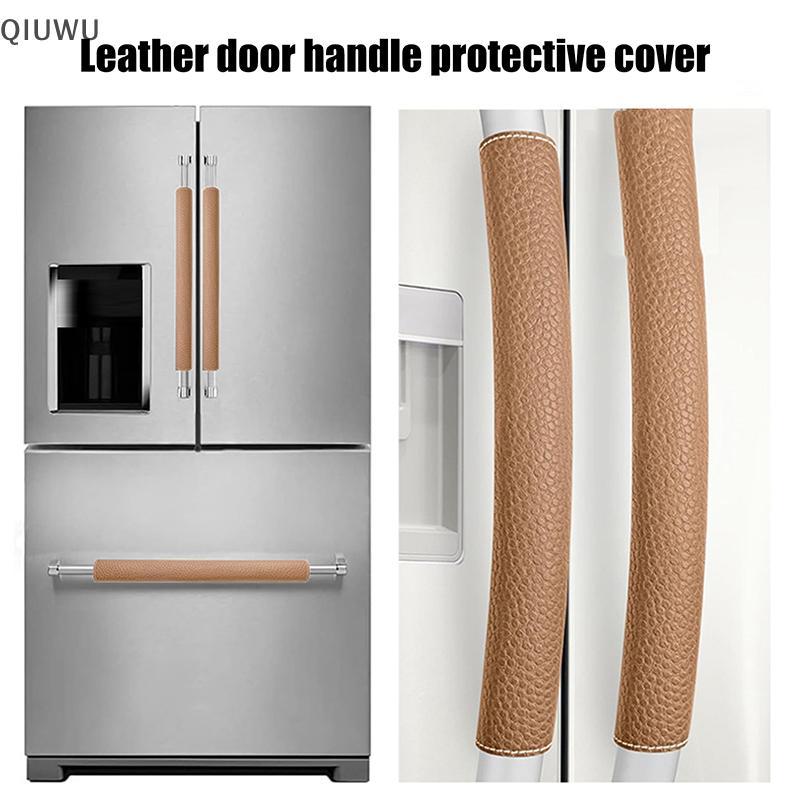QIUWU 2 Chiếc Da PU Tủ Lạnh Tay Nắm Cửa Có Thể Điều Chỉnh Tủ Lạnh Tay Nắm Cửa Bao Thiết Bị Bảo Vệ Tay Cầm Bao Hộ Gia Đình.