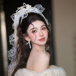 Bộ kẹp tóc nơ ren siêu cổ tích phong cách rừng cô dâu