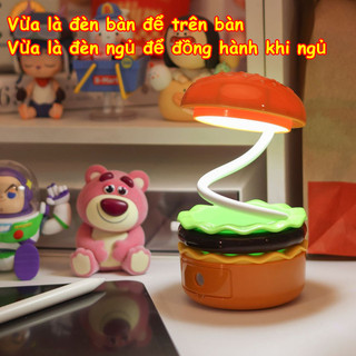 【BabyJoy】Đèn burger mini đa năng,kèm gọt bút và cất đồ,đèn ngủ để bàn dễ thương quà sinh nhật ý nghĩa