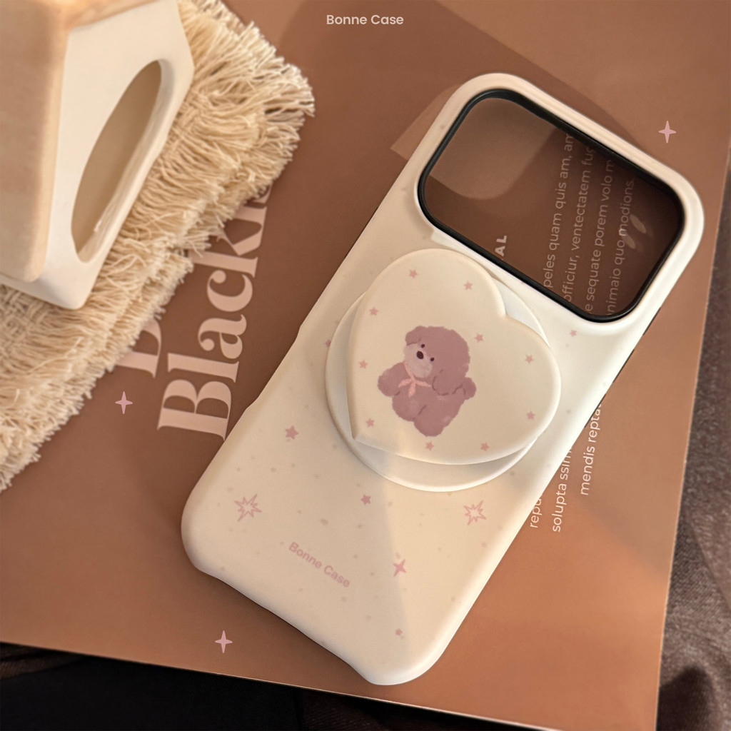 Giá đỡ từ tính kem Teddy cho vỏ điện thoại Apple iPhone 17 Pro Max, thích hợp cho chất liệu phim iPhone 16, hoàn thiện mờ iPhone 15, vỏ cứng iPhone 14