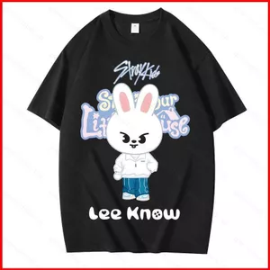 Áo thun GC1 cotton dày dành cho fan Stray Kids với thiết kế đặc trưng thành viên nhóm