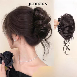 JKDESIGN Bun Tóc Giả, Tổng Hợp Tóc Tự Nhiên và Lông Tơ Xoăn, Phù Hợp Làm Phụ Kiện Tóc Thời Trang
