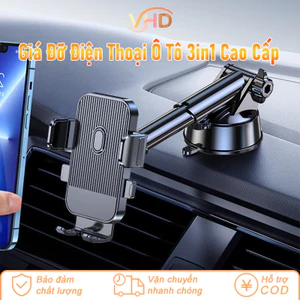 Giá Đỡ Điện Thoại Ô Tô 3in1 Cao Cấp - Gắn Taplo, Kính Chắn Nắng, Cửa Gió, Xoay 360°, Thao Tác Một Tay