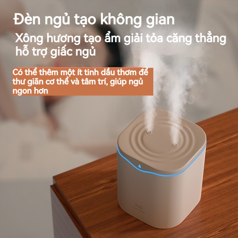 Máy tạo độ ẩm phun đôi 2.2L,Tích Hợp đèn Ngủ LED Nhiều Màu,sương mịn dưỡng ẩm,Yên Tĩnh Cho Phòng Ngủ