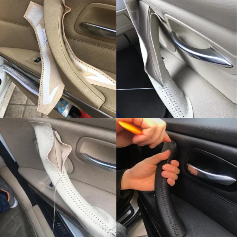 Bên Trong Tay Cầm Dành Cho Xe BMW 3 Series E90 E91 05-12 Tay May Nội Thất Tay Nắm Cửa Phải / Trái Kéo Microfiber Da Bao Viền