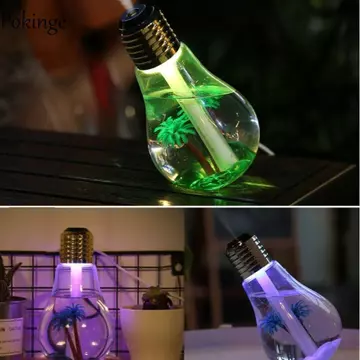 Máy tạo độ ẩm nhỏ POKINGE, Thiết kế sáng tạo Máy tạo độ ẩm hình bóng đèn kích thước nhỏ gọn, Môi trường tươi mát Thiết kế đáng yêu Khối lượng sương mù cao Máy tạo độ ẩm để bàn Kích thước di động Máy t