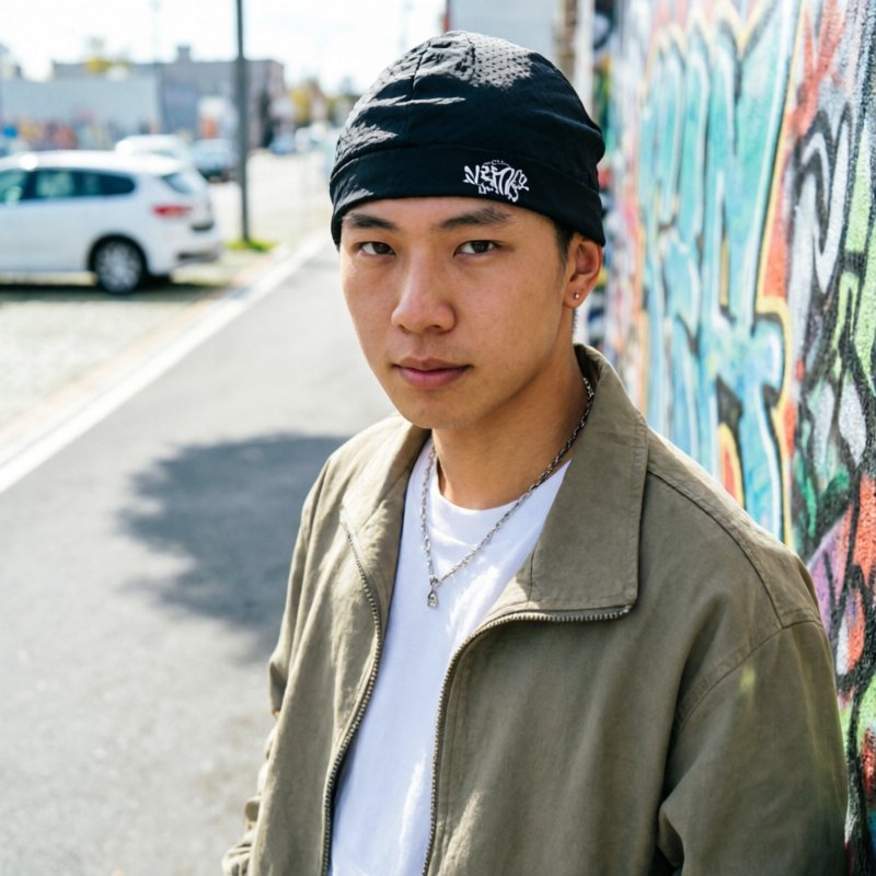 Mũ beanie phong cách hip-hop nylon thoáng khí thêu logo thân thiện da phù hợp đường phố nam nữ