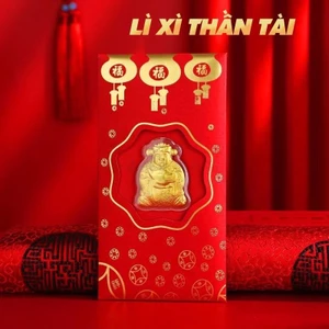Lì Xì Thần Tài Mạ Vàng 24K May Mắn Rước Tài Lộc Quà Ý Nghĩa Tết