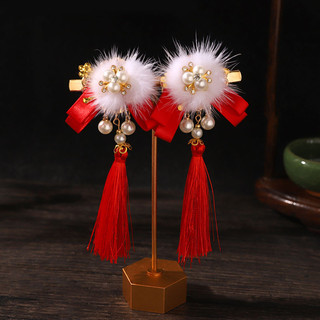 Kẹp tóc tua rua đỏ phong cách cổ đại Hanfu - phụ kiện tóc đẹp cho năm mới
