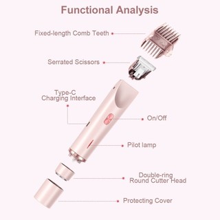 Lưỡi dao gốm kép Đa chức năng Máy cạo râu điện nữ mới 2-trong-1,Tông đơ bikini, Chống nước IPX7, Máy cạo lông không đau