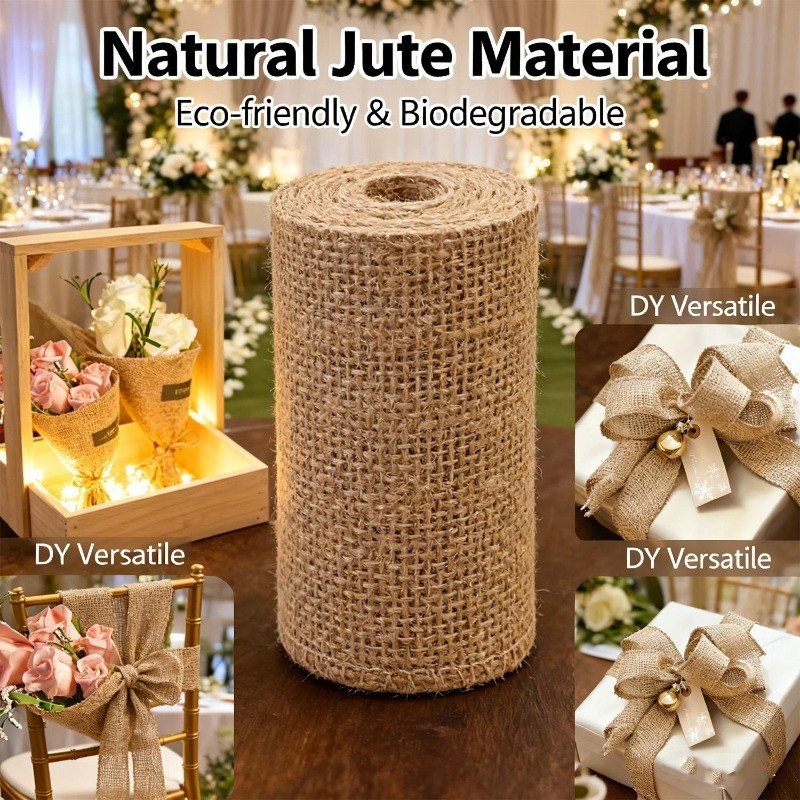 2 cuộn Cuộn đay chất lượng cao dành cho đồ thủ công DIY | Đồ dùng trang trí tiệc cưới thân thiện với môi trường, gói hoa quà tặng thủ công