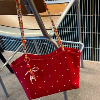 Túi Tote vải Canvas màu đỏ phong cách Hàn Quốc - Túi mua sắm dành cho nữ