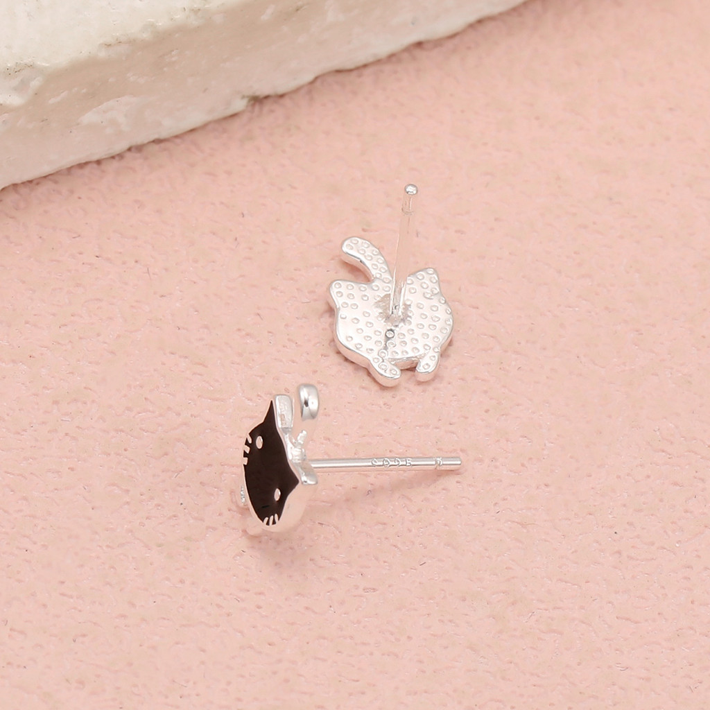 Bông tai mèo con dễ thương bạc s925