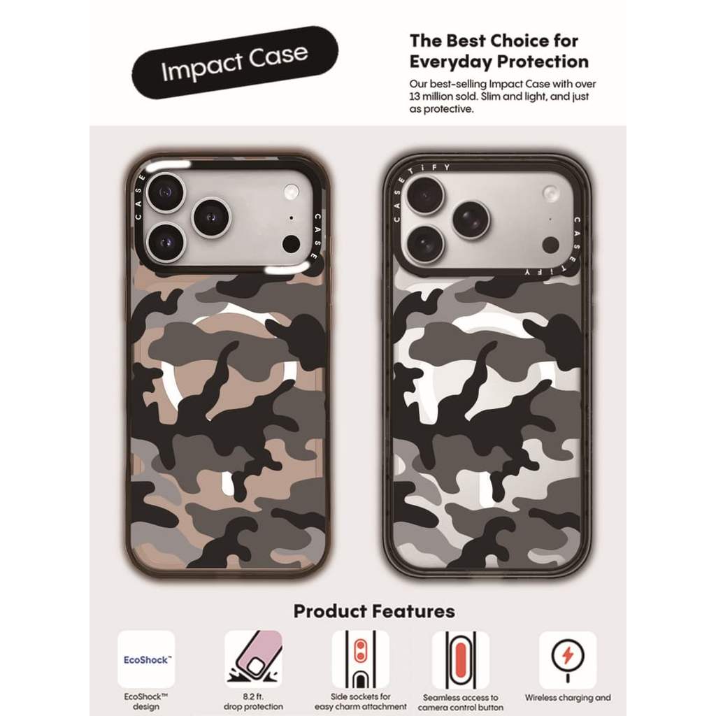 CASECASE X Ngụy Trang Đồng Nhất Ốp Lưng Đen & Nâu Trong Suốt Cứng Hút Từ Tính Tác Động Cho Apple IPhone 12 13 14 15 16 17 Pro Max Air Plus