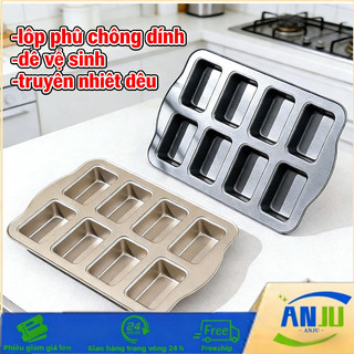 Khuôn Nướng 8 ô Chống Dính, Thép Carbon Cao Cấp, Không Dính Dễ Lấy Bánh, Làm Bánh Mì Và Bánh Ngọt