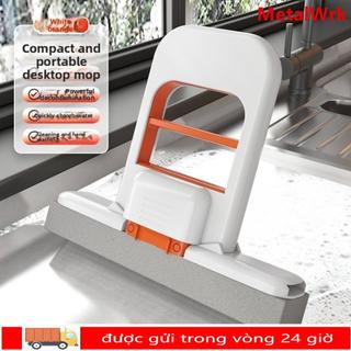 Máy tính để bàn METALWRK Cây lau nhà nhỏ lười biếng, Dụng cụ lau bàn Sử dụng khô ướt trên cây lau nhà để bàn có thể gập lại, Cây lau nhà xốp thấm nước Mini bền bỉ