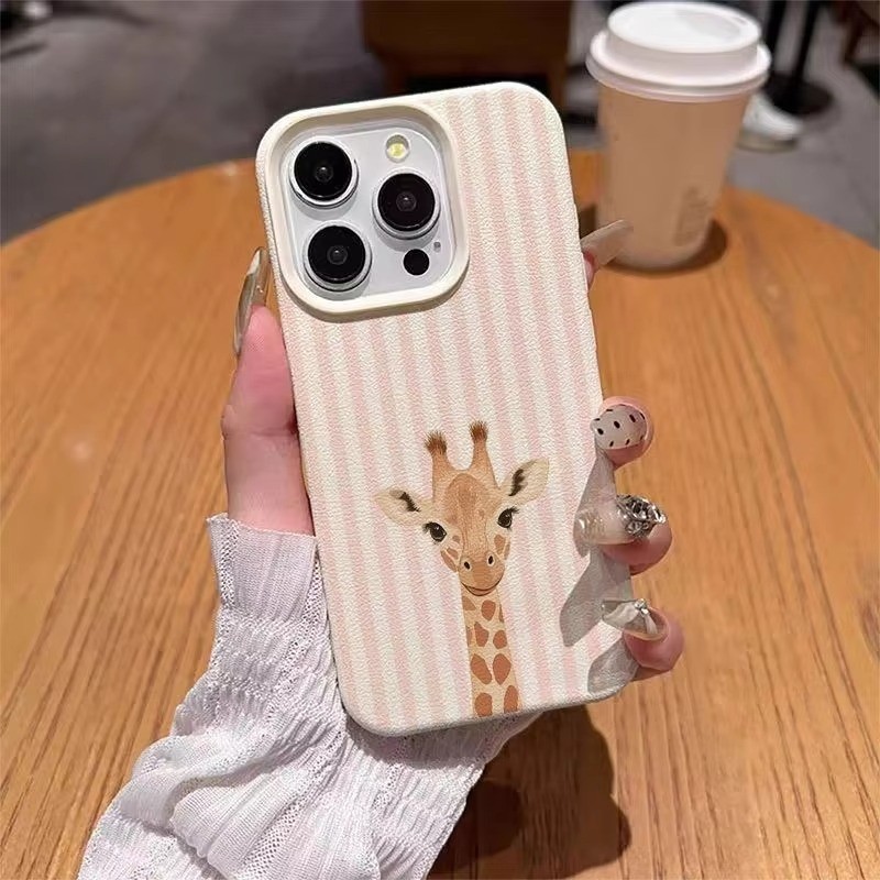 Ốp Lưng Cho iPhone 16 15 14 17 13 12 11 Pro Max 16e Cho iPhone XS Max X XR 8 7 Plus SE2020 2022 Nền Sọc Hươu Cao Cổ Họa Tiết Minh Họa Silicon Chống Sốc