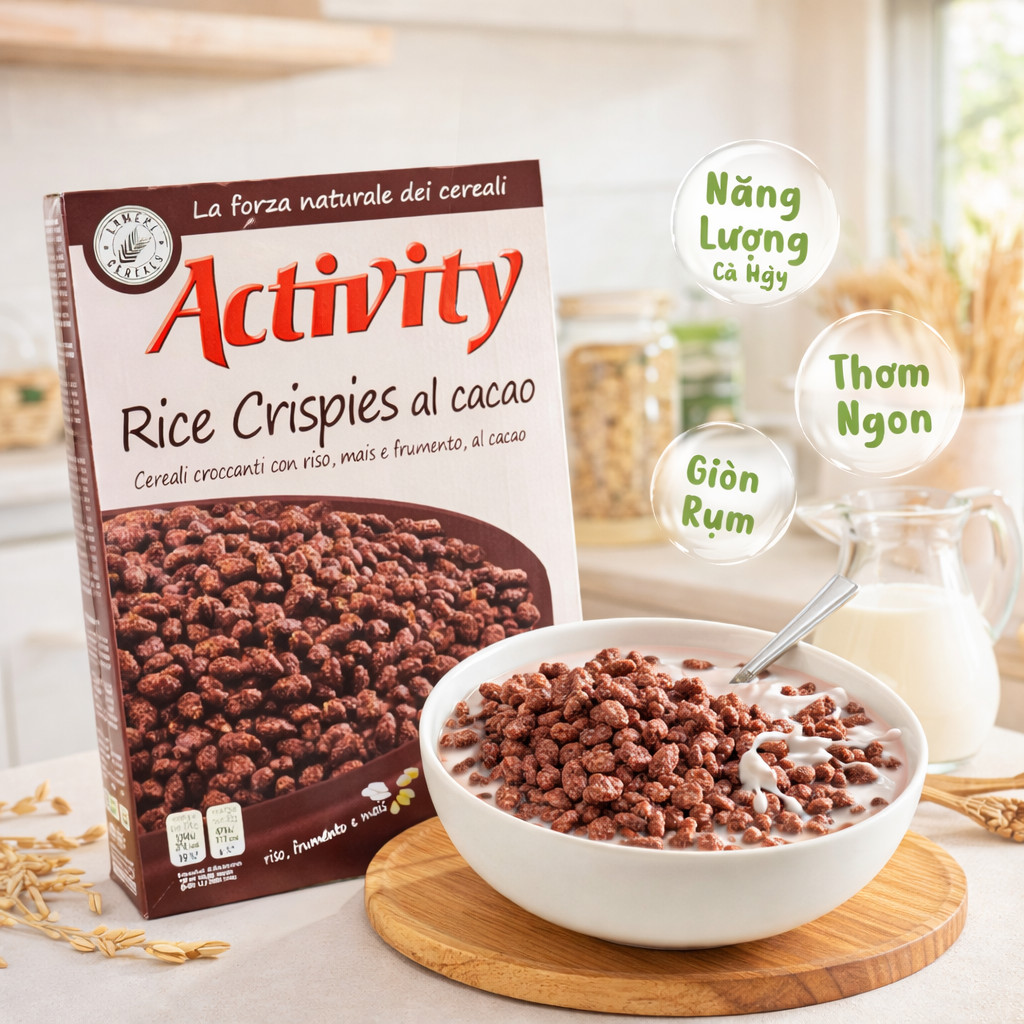 Ngũ Cốc Gạo Socola Rice Activity 375g Hạt Nở Giòn Tan Cung Cấp Năng Lượng Cả Ngày