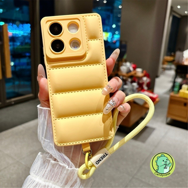 Vỏ Áo Khoác Xuống Có Dây Buộc Cho Redmi 14C 14R 13 13C 13R 12 12C 11A K70 K70E K60 K40 K40S K30 K30i 5G 4G Vỏ Điện Thoại Mềm Màu Kẹo Đơn Giản Dễ Thương Chống Rơi