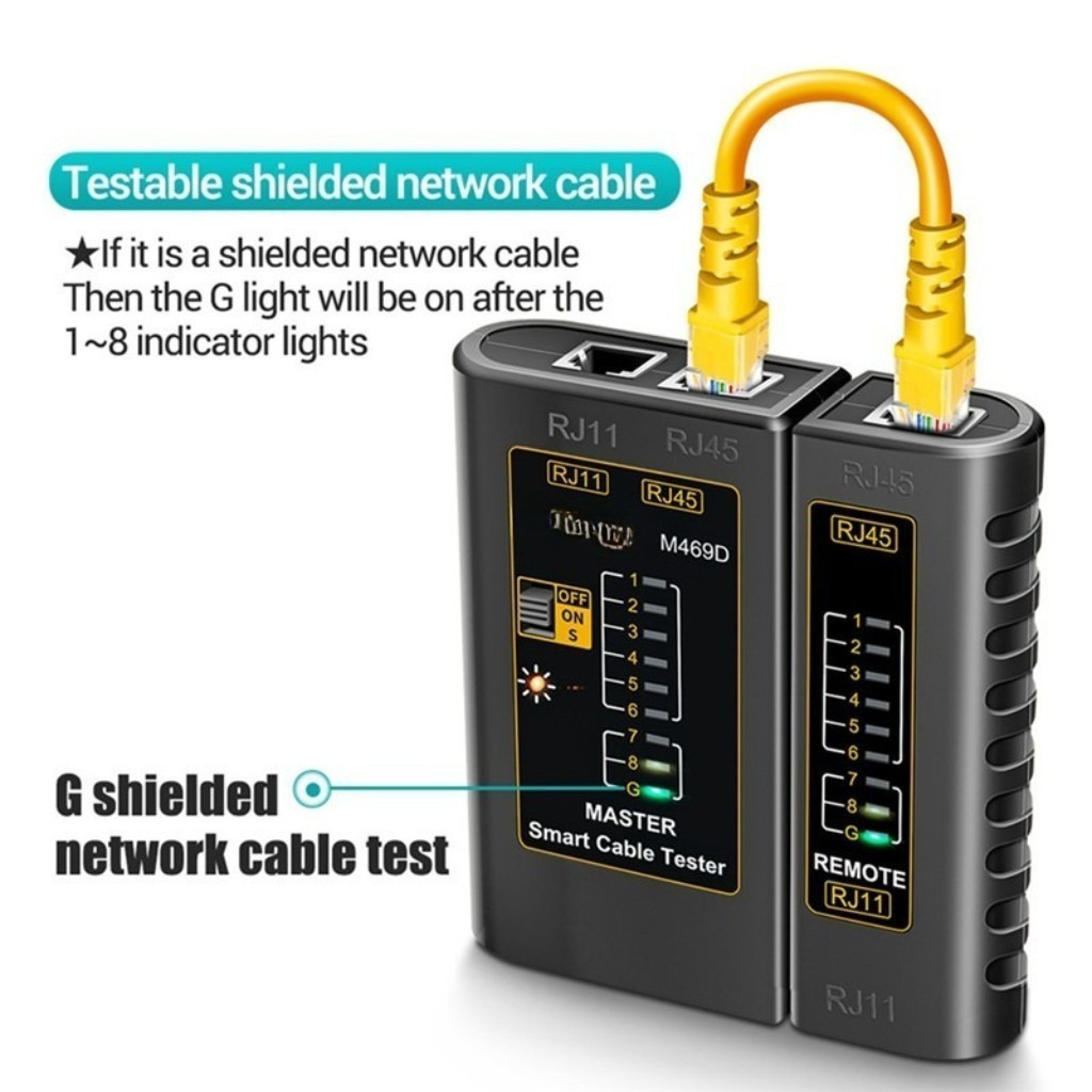 Máy kiểm tra cáp mạng M469D, cổng RJ45 RJ11 RJ12 - Máy kiểm tra mạng， Cáp mạng LAN，Đa năng
