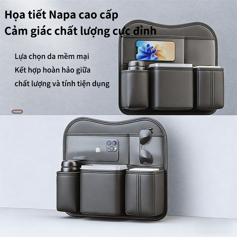 Túi Treo Đa Năng Sau Ghế Xe Hơi - Túi Đựng Đồ Chống Thấm, Sức Chứa Lớn Với Ngăn Khăn Giấy & Giá Cốc