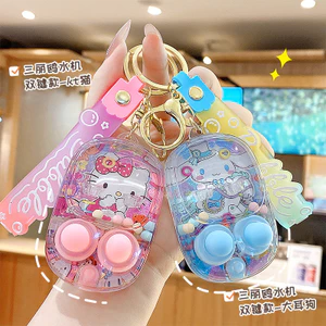 Hoạt Hình Sanrio Máy Nước Nút Đôi Móc Khóa Mặt Dây Chuyền Kuromi Cinnamoroll Sang Trọng Mặt Dây Chuyền Nhỏ