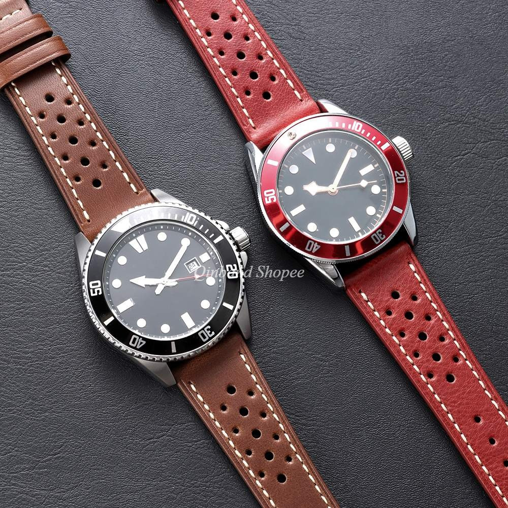 Racing Rally Vintage Dây đeo đồng hồ da thật bằng dầu cho SEIKO Diver 18mm 20mm 22mm 24mm Dây đeo đồng hồ Vòng đeo tay dành cho nam nữ