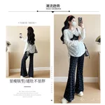 Mùa Xuân Phong Cách Mới Phiên Bản Hàn Quốc Thời Trang Mỏng Hơn Nhìn Xếp Ly Ngôi Sao Rời Áo Thun Giảm Tuổi Bộ Đồ Bà Bầu Hai Mảnh Mặc 92GG — ảnh 3