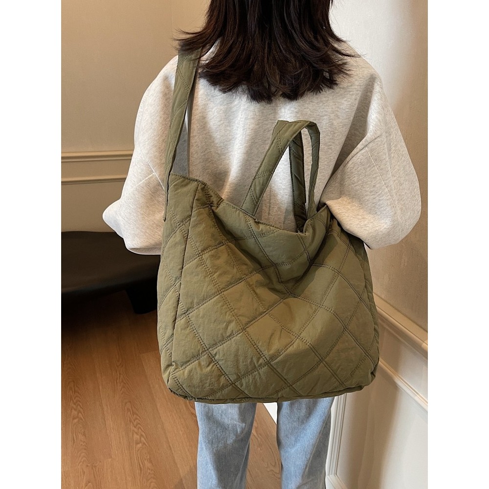 Túi đeo vai nữ vải nylon 2024 phong cách mới, kim cương thêu ren, đeo chéo/tote/ngang, lớn