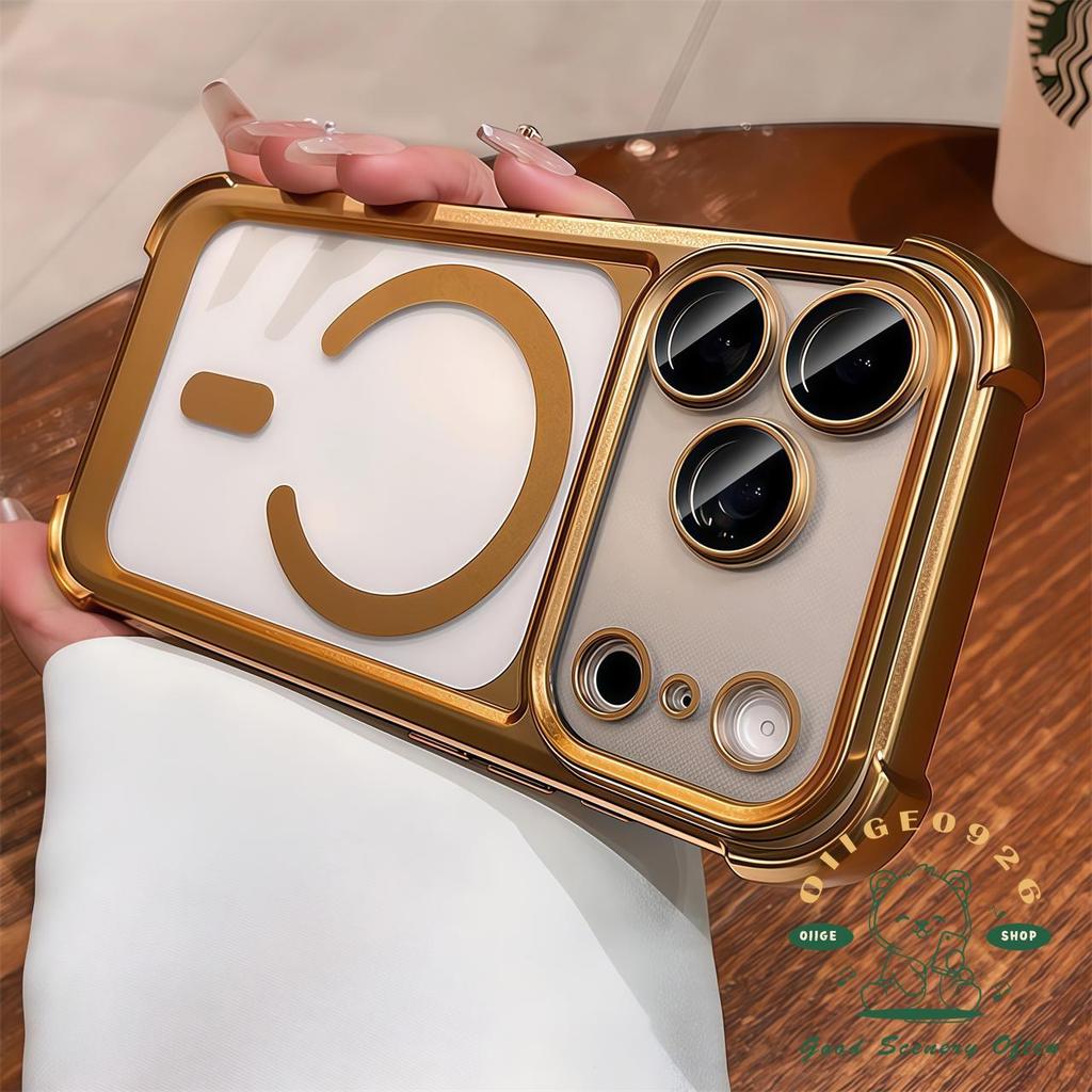 【 Ốp lưng iPhone17 】 Vỏ điện thoại từ tính túi khí bốn góc mờ iphone17 Pro Max 16 15 14 13 cho vỏ iPhone Vỏ mềm silicon TPU chống sốc